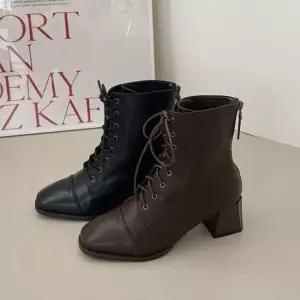 둥근코부츠 베이직 각코 레이스업 뒷지퍼 통굽 미들굽 워커힐 4fY