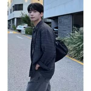 (국내매장정품) MINDBRIDGE 크로셰 체크 오버핏 셔츠 MZWS5101 262933