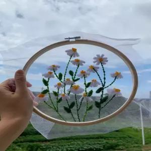 초보자를 위한 풀레인지 자수 키트 스탬프 키트에는 패턴 후프 지시 색상 치실 실 세트와 바늘(데이지)이