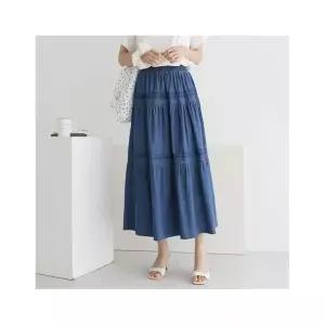 삐까삐까 투라인 프릴 캉캉 플레어 밴딩 롱 스커트 여름 청치마