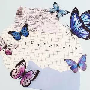 나비 스티커 40P 세트 파란나비 다꾸스티커 다이어리스티커 귀여운스티커