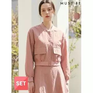 머스트비 기획상품 여성 보머 크롭자켓 플레어 롱스커트 셋업