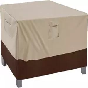 베일지 직사각형/오발 파티오 테이블 커버 헤비 듀티 및 방수 야외 잔디 가구 커버(베이지앤브라운 25 Lx25