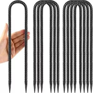 12인치 트램펄린 윈드 스테이킹 그라운드용 헤비 듀티 U 스윙 세트용 8팩 타이다운 앵커 키트 및 축구 골