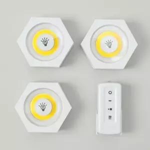 [데코] 무선리모컨 LED 무드등 접착식 벽등 3개 웜색