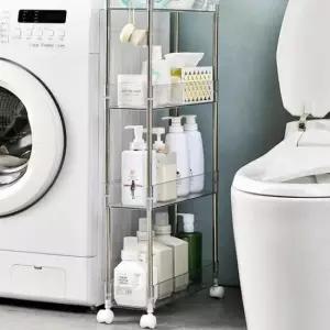 [생활] 다용도실4단선반 4단 욕실 투명카트 간식 이동식