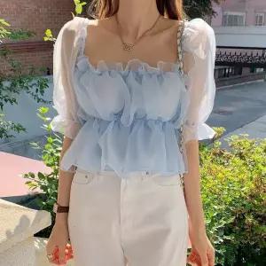 [신상오픈런]여자 노방 러블리 오간자 프릴 블라우스 (35401928)