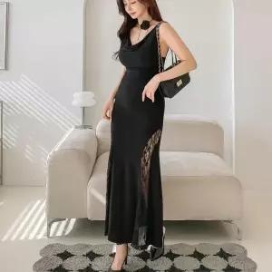 [신상오픈런]여신원피스 레이스 드레이퍼리 카울넥 2부드레스 (31723775)