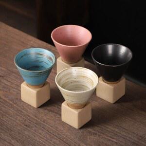 원뿔머그 도자기 커피컵 라떼잔 모양 커피 오브제 오 용 레트로 삼각 손으로그린