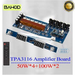BAHOD TPA3116 증폭기 보드 5.1 채널 HIFI 디지털 원격 제어 볼륨 QCC3034 APTX Bluetooth 오디오