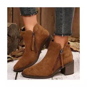 여성 신발 워커힐 슈즈 봄가을 빅사이즈 스틸레토 통굽 옆지퍼 스웨이드 워커 부츠 MF3