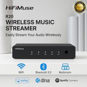 HiFiMuse R20 무선 음악 스트리머 AirPlay DLNA Spotify Connect Bluetooth 5.0 USB DAC AUX WiFi가 포함된