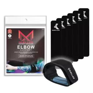 남성용 젤 패드가 있는 뮬러 e스포츠 메디신 조절식 팔꿈치 보호대 지지 슬리브 6개의 KT테이프 스트립