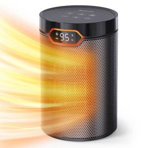 브리좀 우주 히터, 온도 조절기 및 24시간 타이머가 장착된 실내용 휴대용 전기 1500W PTC 세라믹 조용한 고속 난방 책상 홈 침실 사무실용 안전실 히터