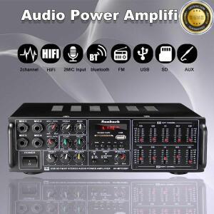 8000W Bluetooth 증폭기 지원 4 웨이 마이크 입력 USB SD FM AUX 디지털 오디오 스테레오 Amplificador 스