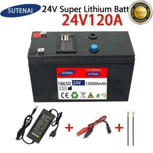 24V 배터리 120Ah 18650 리튬 팩 태양 에너지 전기 자동차 충전식 배터리+25.2v2A