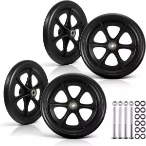 LIQWEI 4팩 8인치 워커 휠 교체 견고한 휠체어 앞바퀴 미끄럼 방지 롤레이터 내구성이 뛰어나고 조용한