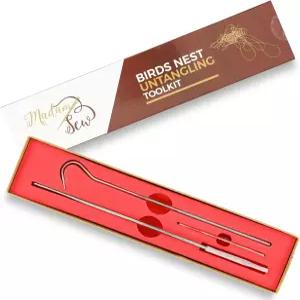 마담 재봉 새 둥지 풀림 도구 키트 - 예비 칼날이 있는 실 후크 및 스티치 릴리스 세트 천 자수 후프 아래