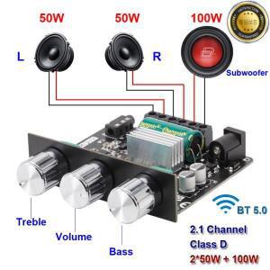 2*50W + 100W 블루투스 파워 서브 우퍼 앰프 보드 클래스 D 2.1 채널 홈 시어터 오디오 스테레오 이퀄라이