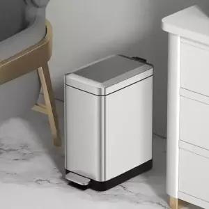 인테리어휴지통 사무실 거실 냄새차단 페달형 무소음 스텐 휴지통 15L