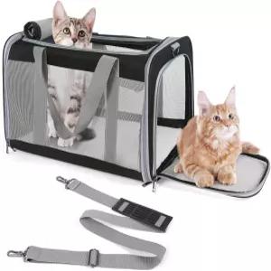 20파운드의 대형 고양이를 위한 TIYOLAT 반려동물 캐리어 큰 고양이 또는 2마리를 접이식 가방 튼튼한