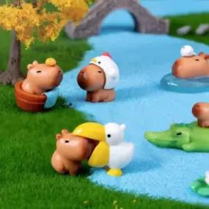 차량용피규어 애니멀 카피바라 피규어 자동차 책상꾸미기 세트