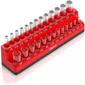 올사 툴스 마그네틱 소켓 정리함 1/4인치 드라이브 SAE RED 26개 보유 전문 품질 도구