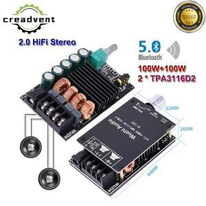 2*100W Bluetooth 5.0 TPA3116D2 오디오 전력 증폭기 스테레오 HiFi 클래스 D 디지털 홈 시어터 AUX 미니