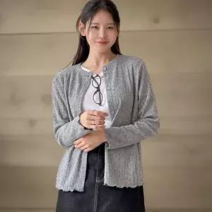 [신상오픈런]여성 여리여리 골지 긴팔 라운드넥 가을 가디건 (41913408)