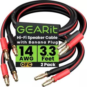 바나나 플러그가 있는 GearIT 14 AWG 스피커 케이블 바이 와이어 앰프 하이파이 서라운드 사운드를 위한