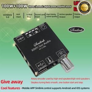 XINYI Sini Audio C100L 100Wx2 Bluetooth 5.0 디지털 전력 증폭기 보드 듀얼 채널 스피커 스테레오 오디오