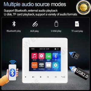 홈블루투스 벽 증폭기 배경 음악 호스트 제어 시스템 미니 터치 키 천장 스피커 오디오 패널 U 디스크 및 T