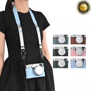 후지필름 X100VI VI 6 PU 가죽 보호 커버 하프베이스 크로스 바디 넥 숄더 스트랩 랜야드 카메라 케이스 가