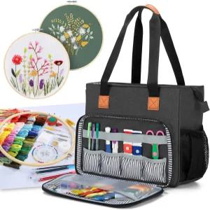 럭스자 자수 프로젝트 휴대용 가방 키트 보관 가방(가방 전용) 블랙