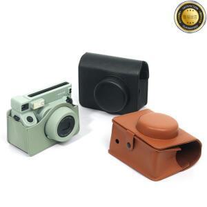 Fujifilm Instax Wide 400 용 레트로 카메라 가방 (어깨 끈 포함) PU 솔리드 컬러 가죽 커버 보호 케이스