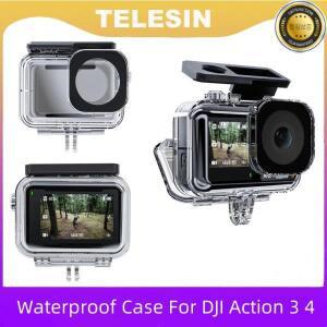 TELESIN 45M 방수 케이스 DJI OSMO Action 3 4 5 pro 카메라 액세서리 수중 다이빙 하우징 고화질 커버
