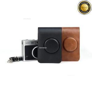 Fujifilm Instax Mini EVO 카메라 가방 레트로 PU 가죽 케이스 어깨 벨트 보호 하드 쉘
