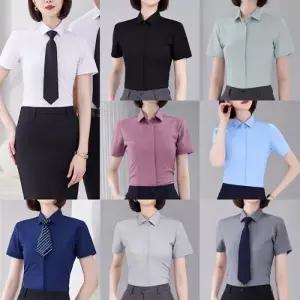 프리미엄 여자 주름방지 반팔 셔츠각카라