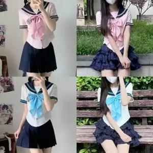 두줄라인 베이직or레이스치마 마린 세라복 세트