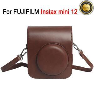 FUJIFILM Instax mini 12 용 PU 가죽 카메라 가방 어깨끈이 포함된 전신 케이스