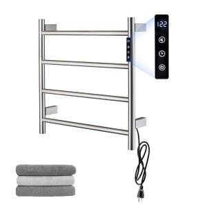 온열 수건 선반, 욕실용 4바 보온 타이머가 장착된 벽걸이 전기 보온기, 플러그인/하드와이어 건조기 선반 크롬