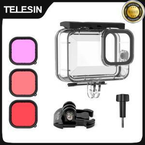 TELESIN 60M 방수 케이스 GoPro Hero 13 12 11 10 9 필터 액션 카메라 액세서리가있는 수중 다이빙 하우징