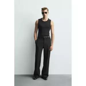 ZARA 슬림핏 탱크 티셔츠 - 블랙