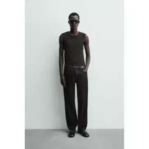 ZARA 리브드 탱크 티셔츠 - 블랙