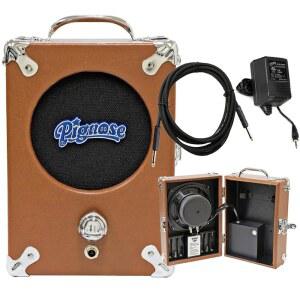AC 전원 공급 장치, 케이블, 배터리로 작동 가능한 톤버드 번들이 포함된 Pignose 전설적인 7-100 휴대용 기타 앰프 - 브라운 톨렉스 피니시 BR
