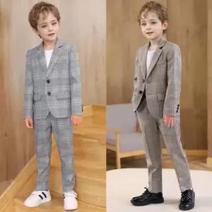 엘빈 글렌체크 투버튼 정장세트자켓 티셔츠 바지