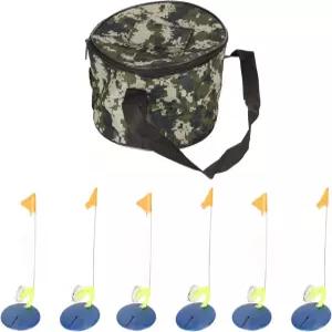 크라이폭트 6 세트 얼음 낚시 깃발 키트 플로팅 베이스 태클이 있는 겨울 막대 표시기 낚시를 위한 휴대용