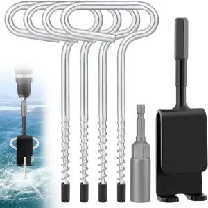 매들리 유니버설 스 앵커 도구 - 드릴 어댑터 키트 얼음 낚시 쉼터 말뚝 못 1/4인치 헤드 삽입 재봉 텐트