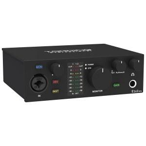 최고의 E1X2 OTG USB 오디오 인터페이스 | XLR 마이크 프리앰프, 48V 팬텀 파워, 24비트 / 192kHz, 8DAW 6 루프백 채널, PC 및 모바일 레코딩, 듀얼 라이브스트림, 제로 레이턴시 믹서, 고해상도 재생(블랙)