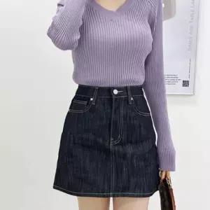 [의류] 생지 데님 진청 A라인 미니스커트